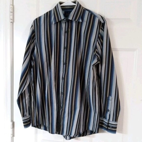 Indigo Palms Tommy Bahama Shirt Men's Size Medium Button Up Striped Long Sleeve - Picture 1 of 6